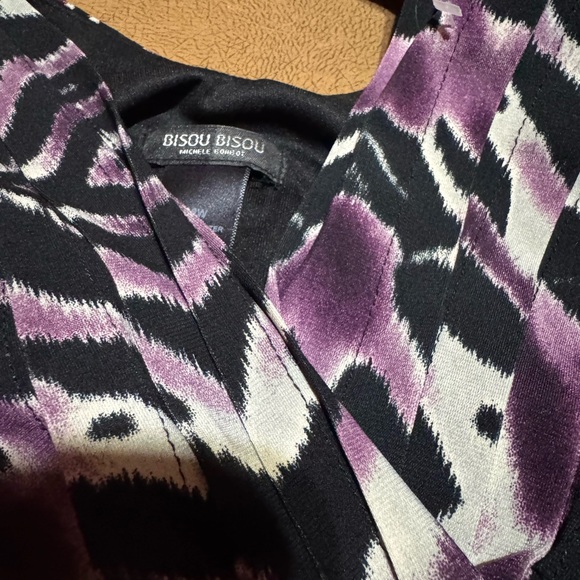 Bisou Bisou Black and Purple Midi Dress - Picture 1 of 3